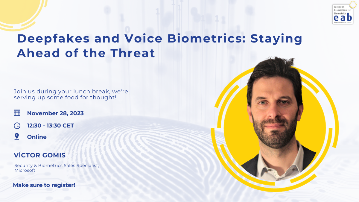 [Illustration] Banner on Lunch Talk on Deepfakes and Voice Biometrics: Staying Ahead of the Threat