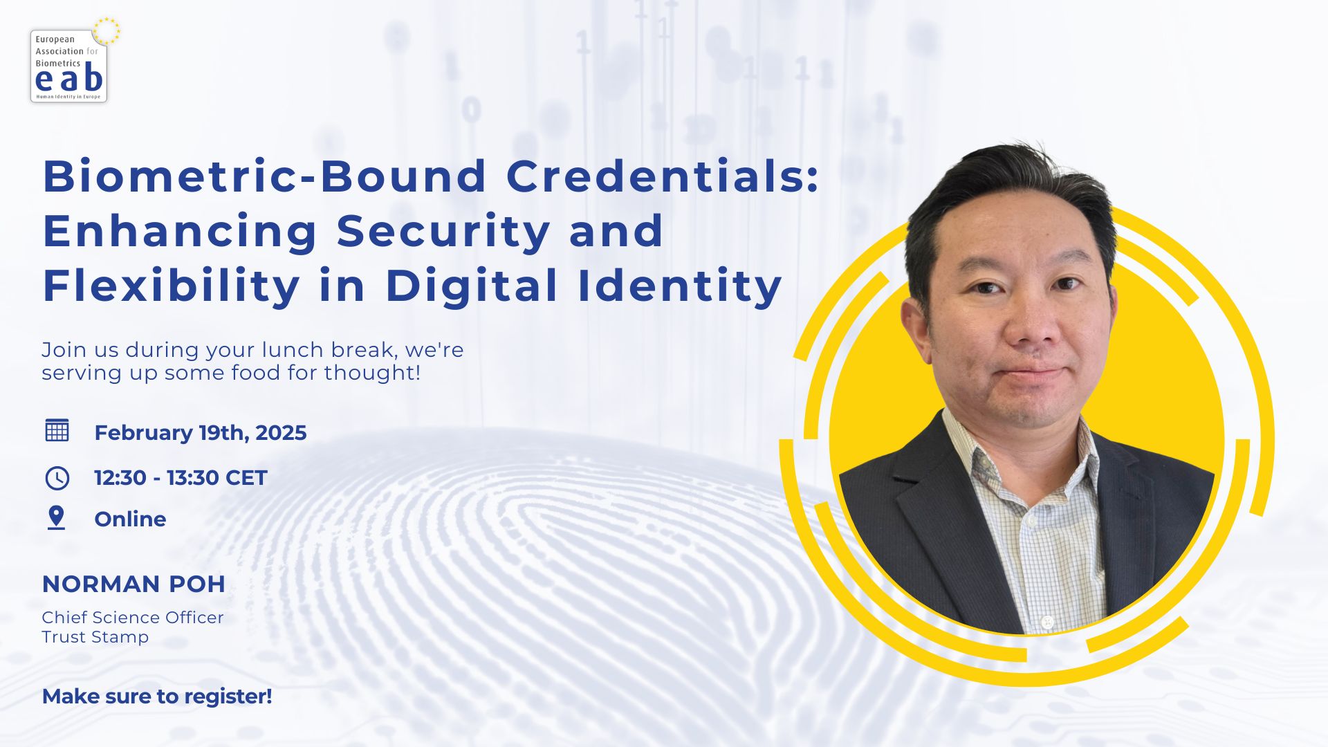 [Illustration] Banner on Lunch Talk on Biometric-Bound Credentials: Enhancing Security and Flexibility in Digital Identity